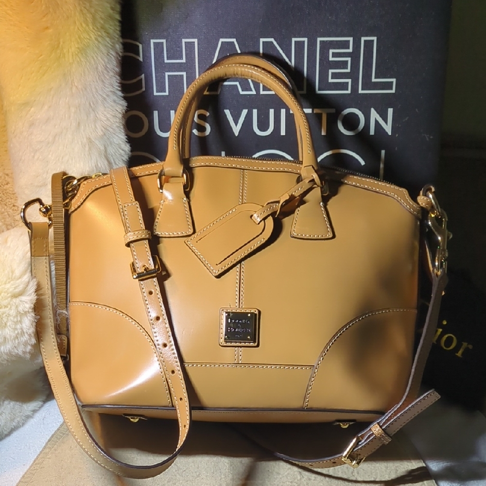 Dooney & Bourke Caramel Leather Florentine "Selleria" Domed Satchel $225